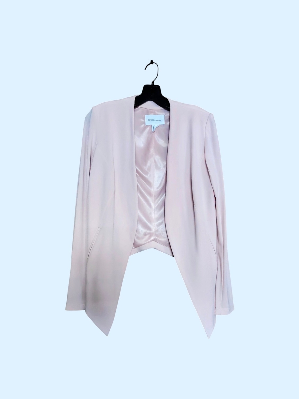 BCBGeneration Blush Pink Open-Front Draped Blazer